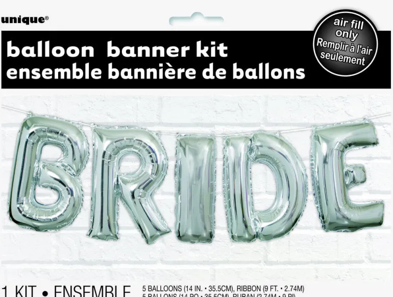 Ballongbanner - "BRIDE" - Sølv