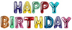 Ballongbanner - Happy Birthday - Regnbue