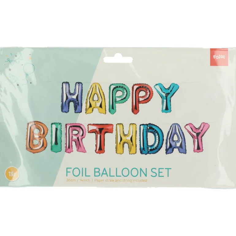 Ballongbanner - Happy Birthday - Regnbue