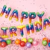 Ballongbanner - Happy Birthday - Regnbue