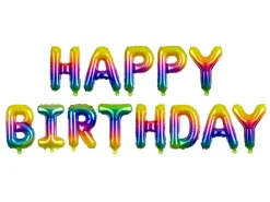 Ballongbanner - Happy Birthday - Regnbue