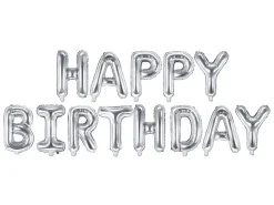 Ballongbanner - "Happy Birthday" - Sølv