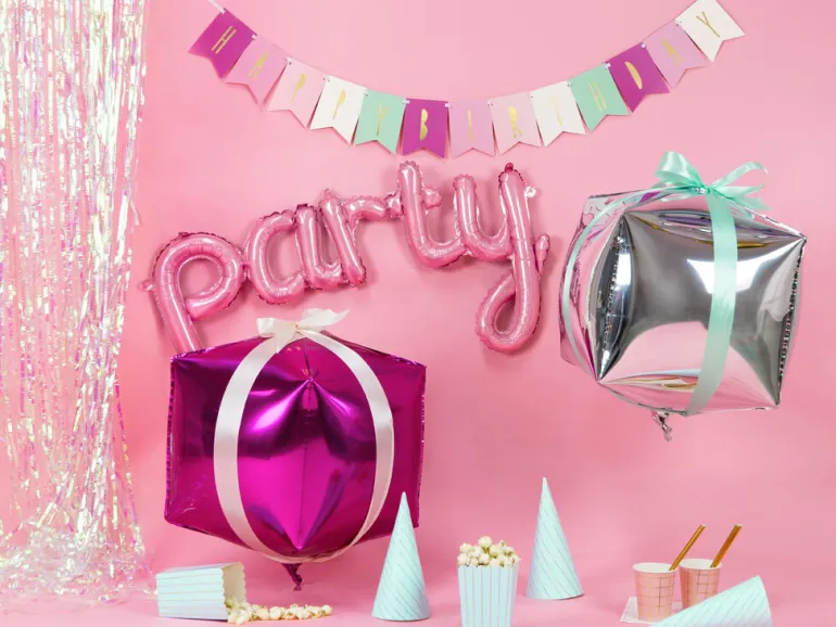 Ballongbanner - "Party" - Rosa Folie