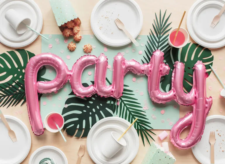 Ballongbanner - "Party" - Rosa Folie