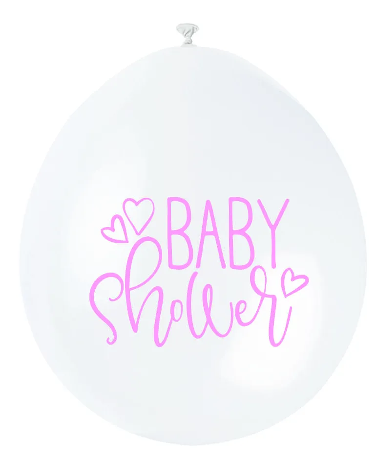Ballonger - "Baby Shower" - Rosa og Hvit