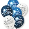 Ballonger - Happy Birthday - Blå & Sølv