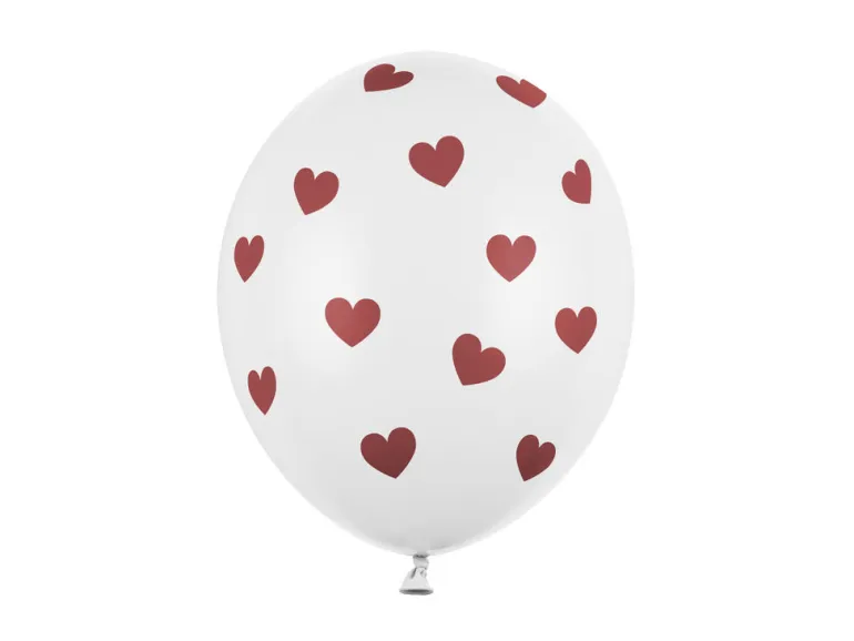 Ballonger - Hvit & Røde Hjerter