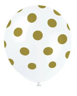 Ballonger med Prikker - Hvit og Gull