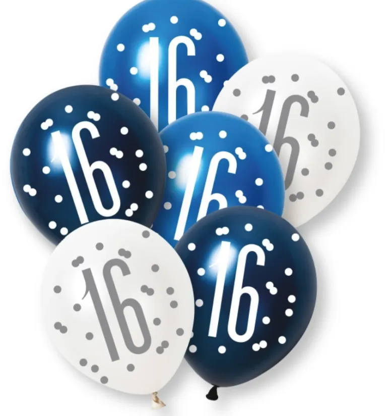 Ballonger - 16 År - Blå & Sølv