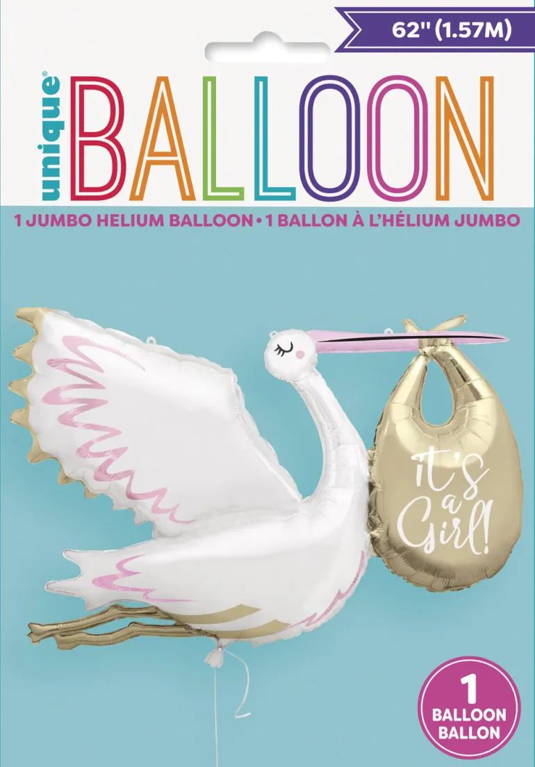 Ballongfigur - "It's a Girl" - Stork