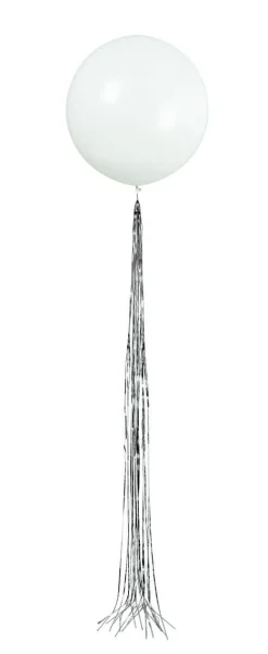 Ballong med Tassel - Hvit og Sølv