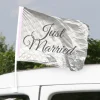 Bilflagg - "Just Married" - Hvit
