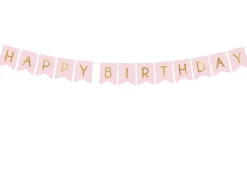 Blokkbanner - Happy Birthday - Lys Rosa