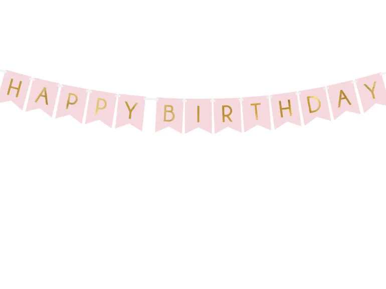 Blokkbanner - Happy Birthday - Lys Rosa