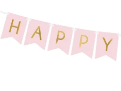 Blokkbanner - Happy Birthday - Lys Rosa
