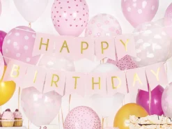 Blokkbanner - Happy Birthday - Lys Rosa