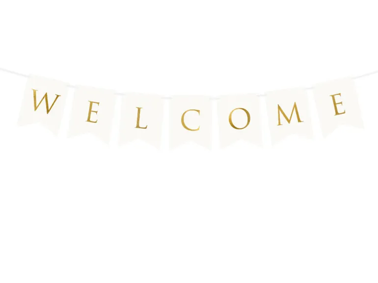 Blokkbanner - "Welcome" - Hvit