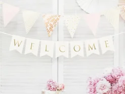 Blokkbanner - "Welcome" - Hvit