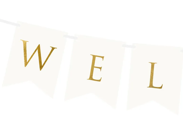 Blokkbanner - "Welcome" - Hvit