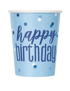 Blå & Sølv Glitz - "Happy Birthday"