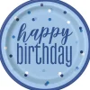 Blå & Sølv Glitz - "Happy Birthday"
