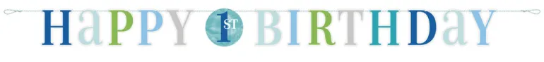 Bokstavbanner- Blå Dots - Første Bursdag