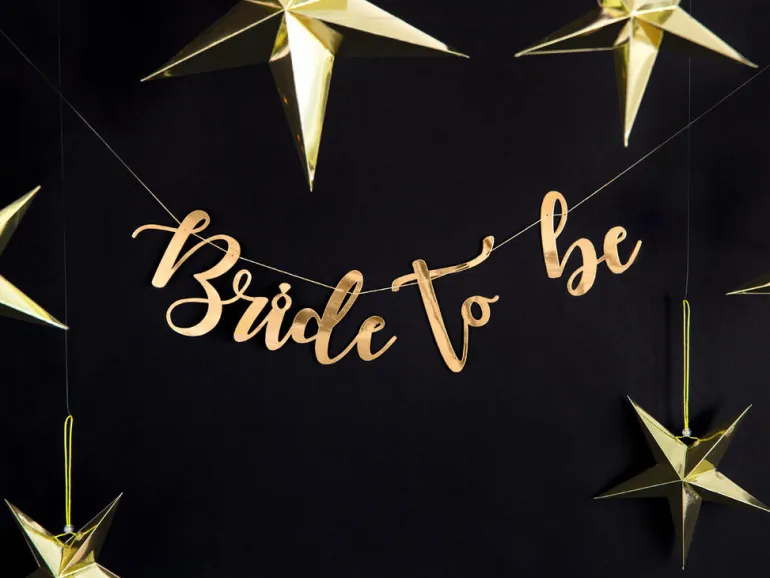 Bokstavbanner - "Bride to Be" - Gull