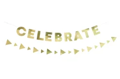 Bokstavbanner - "Celebrate" - Gull