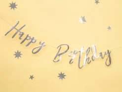 Bokstavbanner - "Happy Birthday" - Sølv
