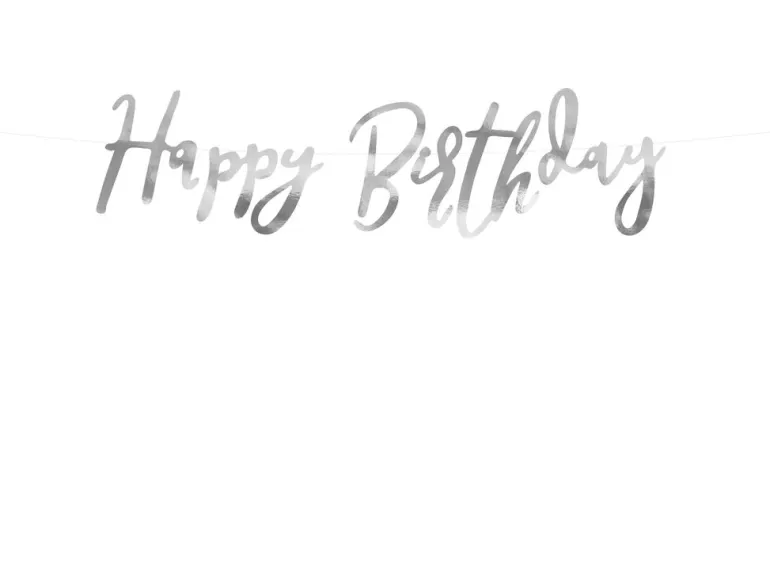 Bokstavbanner - "Happy Birthday" - Sølv