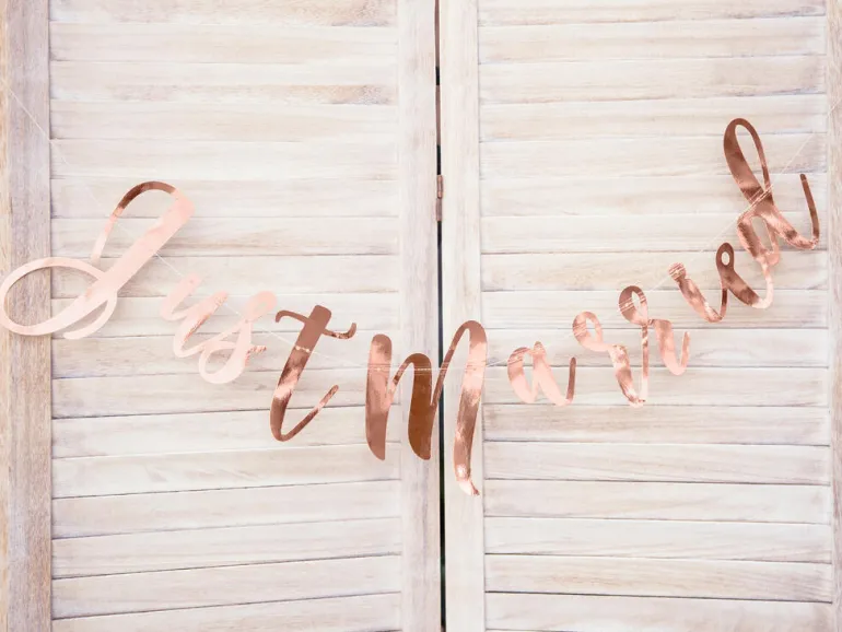 Bokstavbanner - Just Married - Rosegull