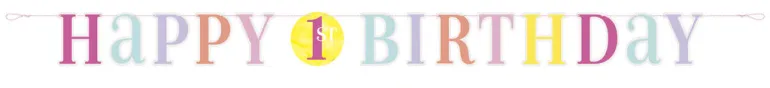 Bokstavbanner- Rosa Dots Første Bursdag