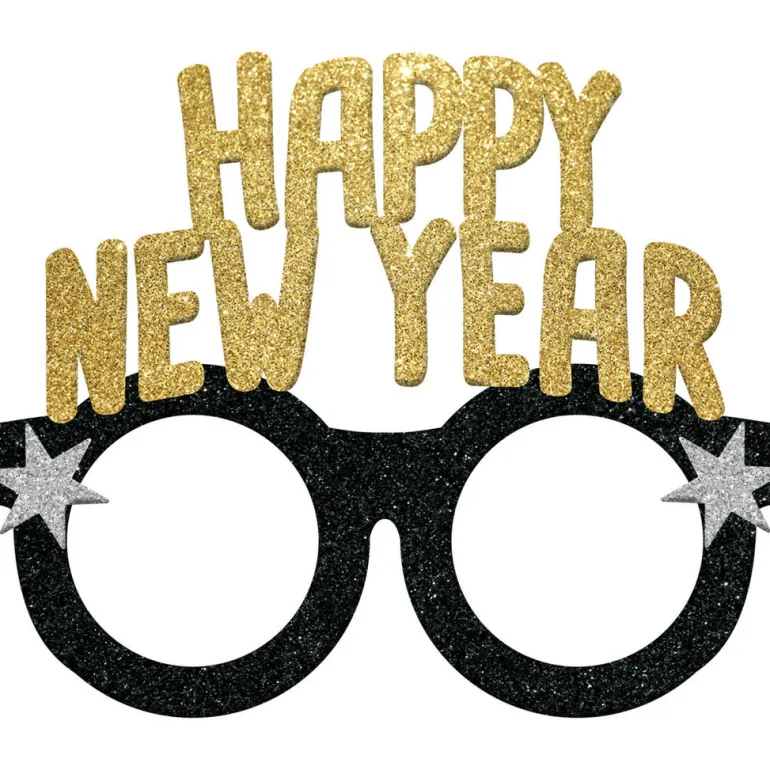 Briller - Happy New Year - Sort/Gull