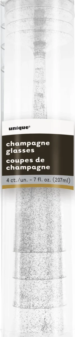 Champagneglass - Glitter Sølv