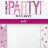 Cocktailpinner Picks Flagg - Rosa & Sølv