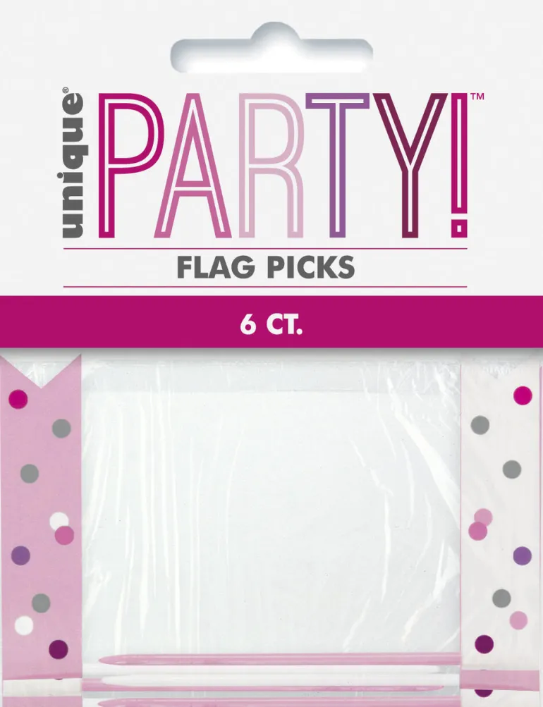 Cocktailpinner Picks Flagg - Rosa & Sølv