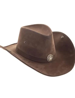 Cowboyhatt - Brun semsket look m/Stjerne