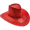 Cowboyhatt - Rød med paljetter