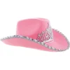 Cowboyhatt - Rosa med paljetter og krone