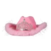 Cowboyhatt - Rosa med pels