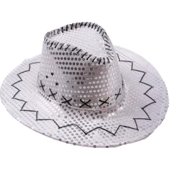 Cowboyhatt - Sølv med paljetter