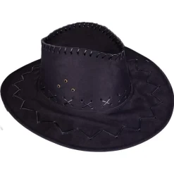 Cowboyhatt - Sort i semsket look