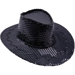Cowboyhatt - Sort med paljetter