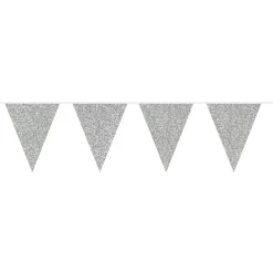 Flaggbanner - Glitter Sølv - Papp