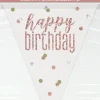 Flaggbanner - Happy Birthday - Rosegull