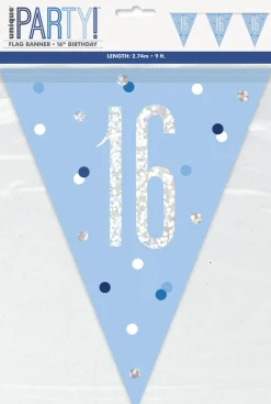 Flaggbanner - 16 År - Blå & Sølv