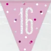 Flaggbanner - 16 År - Rosa & Sølv