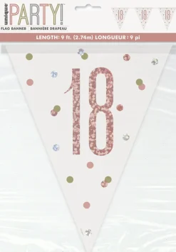 Flaggbanner - 18 År - Rosegull