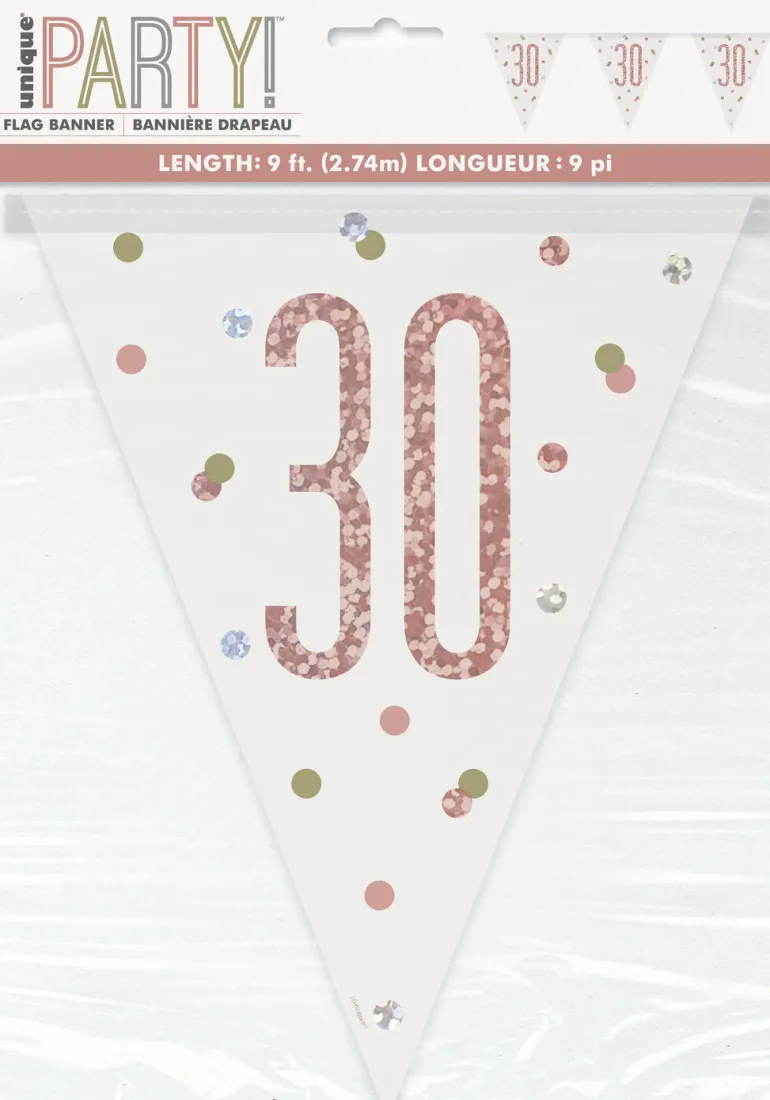 Flaggbanner - 30 År - Rosegull