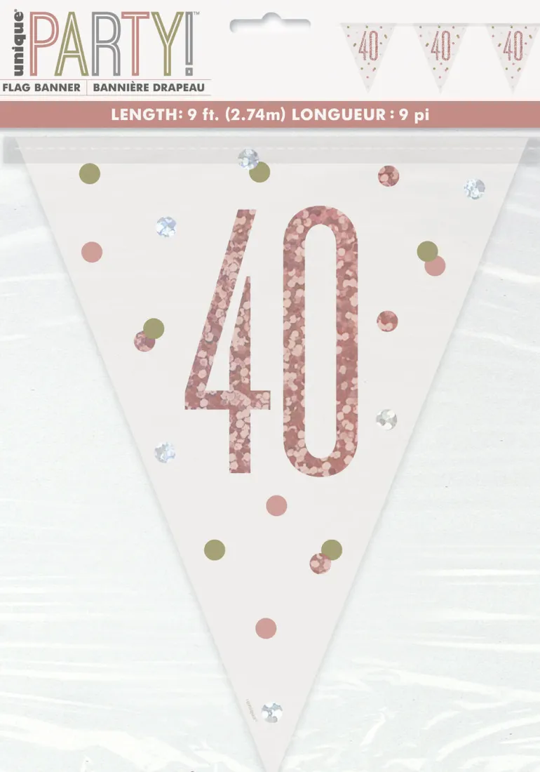 Flaggbanner - 40 År - Rosegull